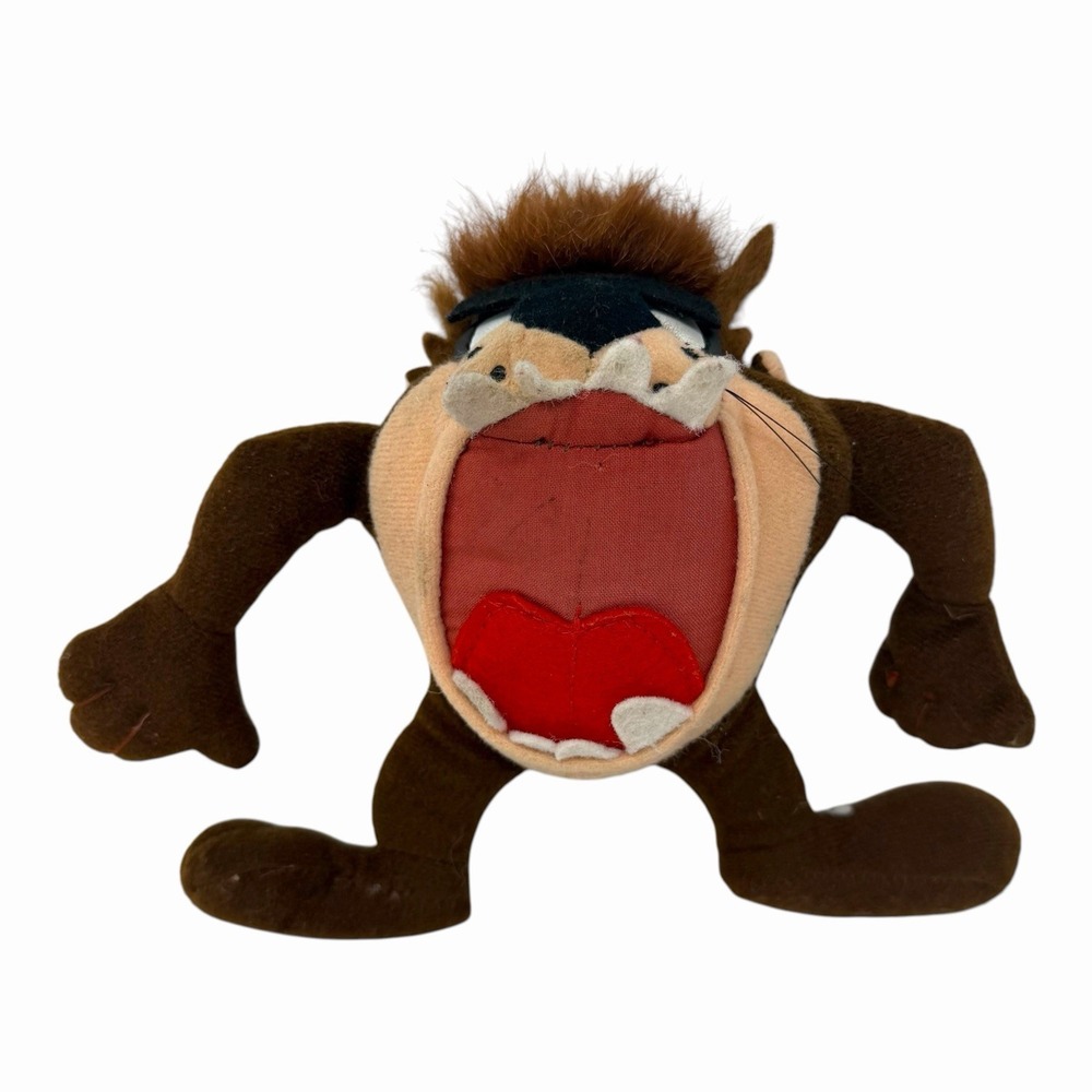 Vintage 1995 Looney Tunes Tasmanian Devil Taz Plush Stuffed Toy Warner Bros 6in